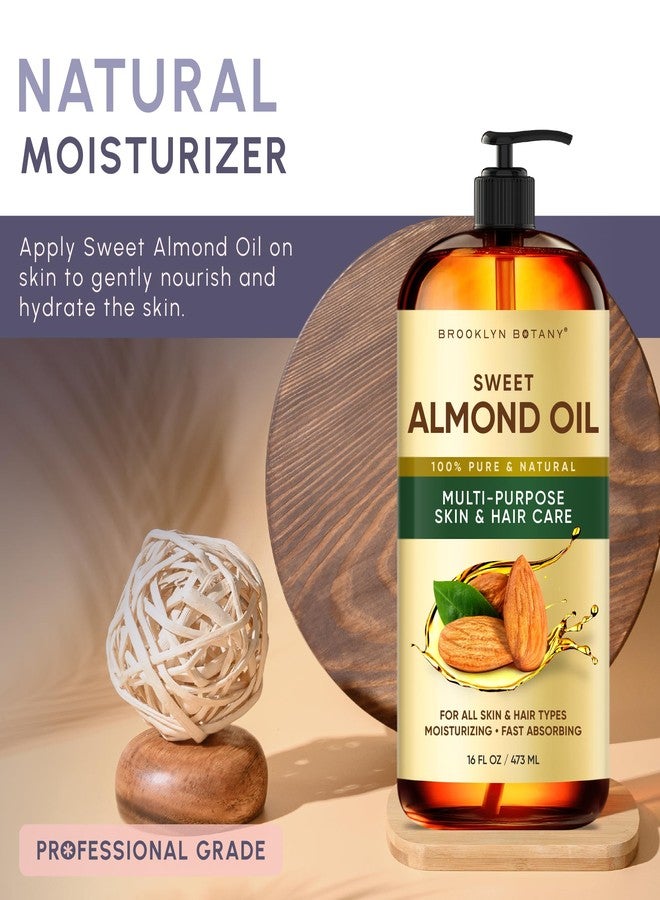 بروكلين بوتاني زيت اللوز الحلو من بروكلين بوتاني | للبشرة والشعر والوجه | 16 أونصة سائلة | نقي وطبيعي 100% | زيت ناقل للزيوت العطرية والعلاج بالروائح والتدليك | خالٍ من الهكسان - Image 3